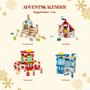 Adventskalender – Byggeklodser i træ (4 temahuse) fra Hemmingsen Kids