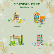 Adventskalender med 4 byggesæt i træ – Byens eventyr! fra Hemmingsen Kids