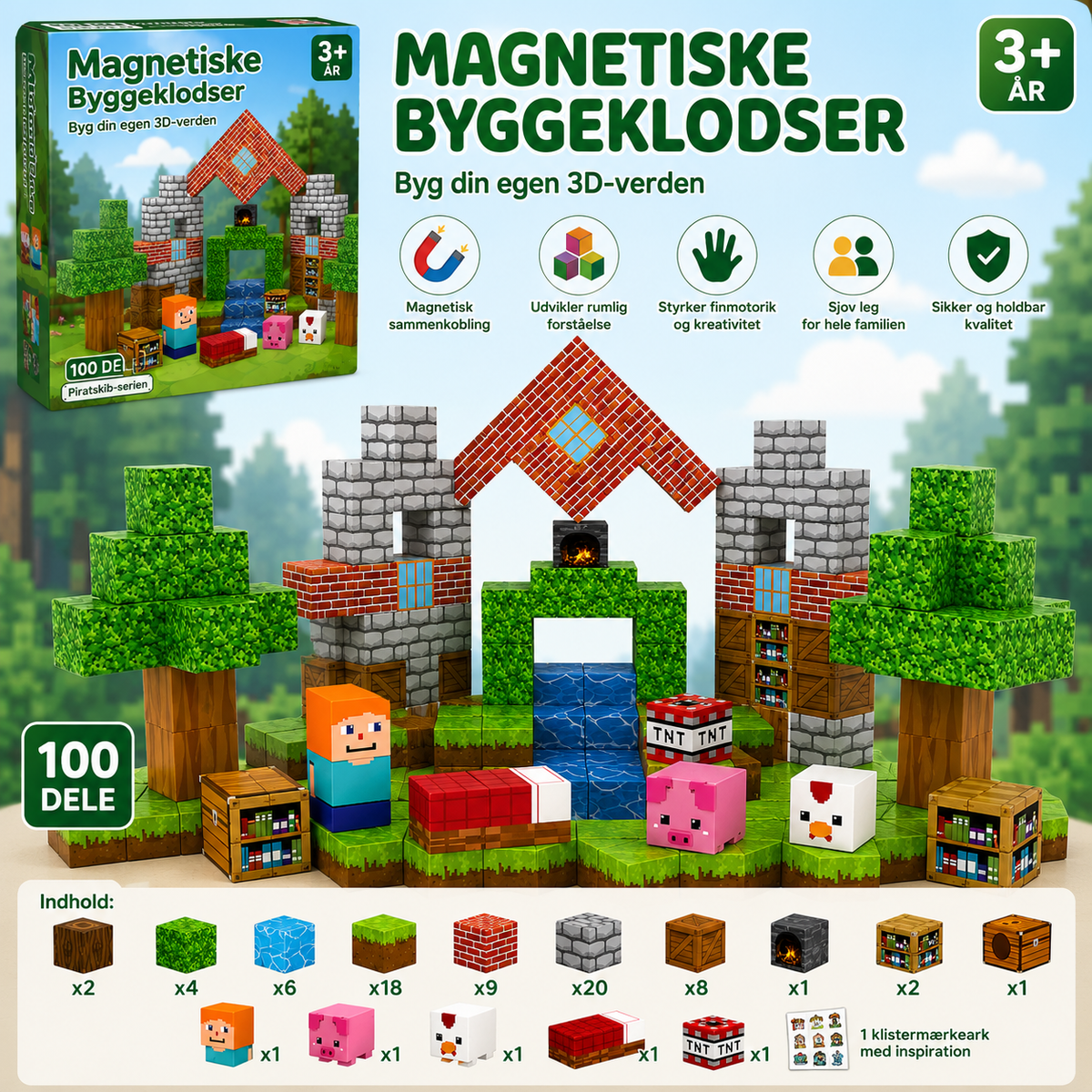 Magnetklodser – Bondegård (100 dele) fra Hemmingsen Kids