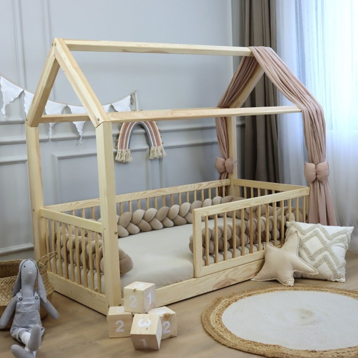 Sengerand, 3-strenget fletning- Mørk Beige fra Hemmingsen Kids, billede 3