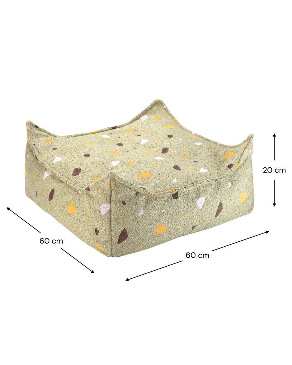 Wigiwama Firkantet puf, Terrazzo Moss (3)